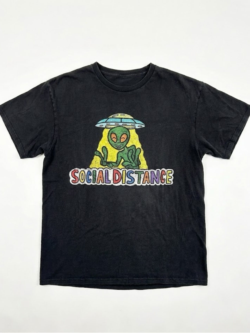 Social Distance Alien Graphic Tee - Black